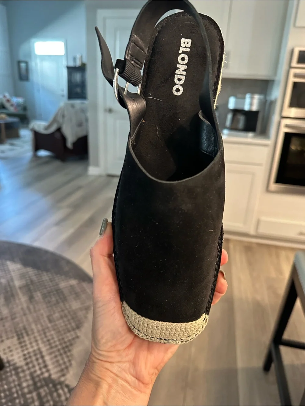 Blondo Black Suede Espadrille Slingback Flats